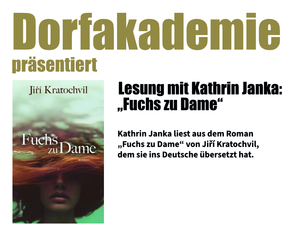 Lesung mit Kathrin Janka: „Fuchs zu Dame“ von Jiří Kratochvil